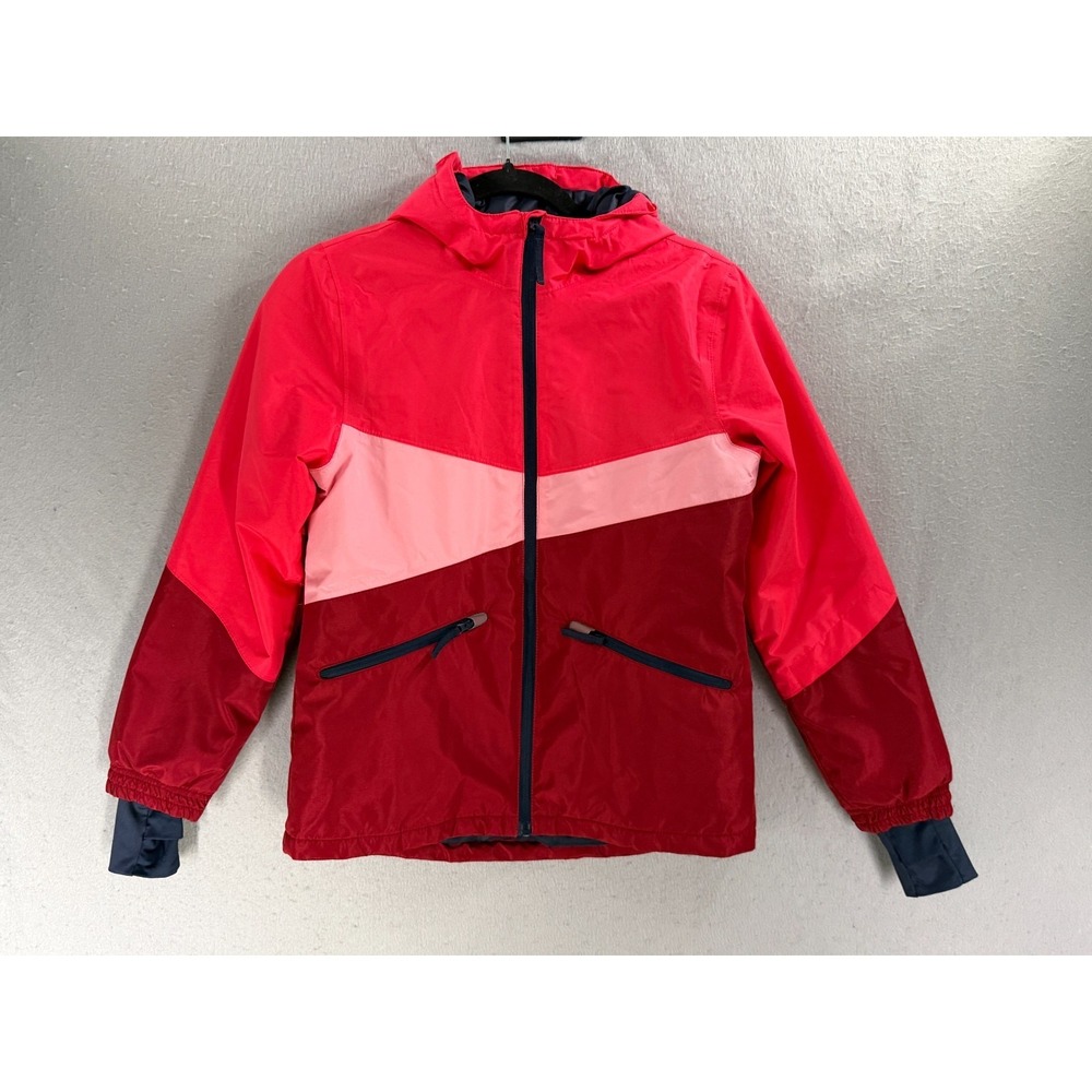 Crivit‎ Ski Jacket Girls 10/12 Pink Red Anorak Thumbholes Insulated Windproof